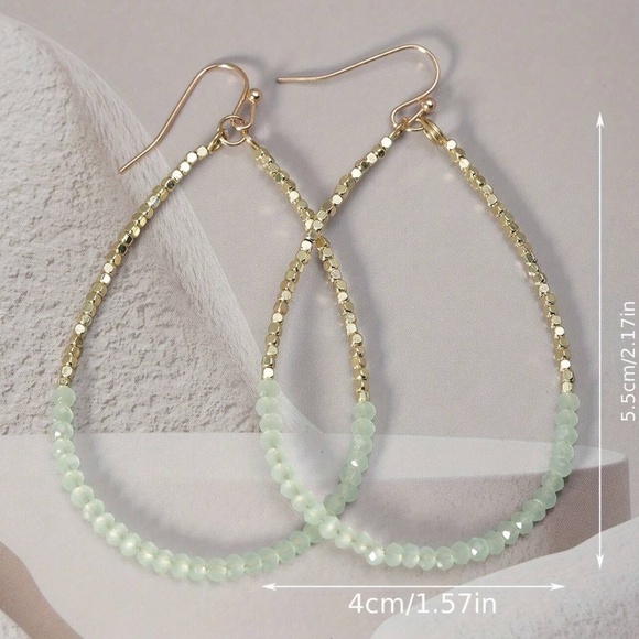 Handmade Beaded Large Teardrop Earrings - Picture 3 of 4